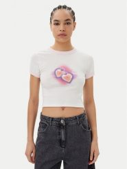 HUGO T-Shirt Dalia 50537476 Biały Slim Fit. Białe t-shirty Hugo, xl, bez wzorów, z bawełny, bez kołnierzyka, bez ramiączek. Za 169.99 zł.