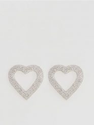 Kolczyki serca - srebrny. Szare kolczyki Reserved, srebrne. Za 59.99 zł.