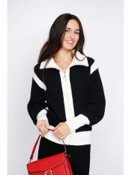 ASSUILI Kardigan w kolorze czarno-białym rozmiar: 42. Białe swetry Assuili, bez wzorów, z kaszmiru, bez ramiączek. Za 166.49 zł.