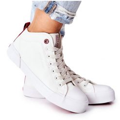 Damskie Wysokie Trampki Cross Jeans II2R4033C Białe. Białe trampki bez wzorów, z jeansu, eleganckie, bez zapięcia. Za 205.59 zł.