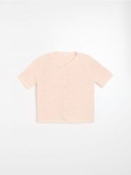 Kardigan z ozdobnymi guzikami - różowy. Czerwone swetry Sinsay, l, bez wzorów, bez ramiączek. Za 59.99 zł.