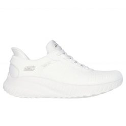 Buty Skechers Slip-ins: Bobs Sport Squad Chaos 117497 Ofwt białe. Białe buty treningowe bez wzorów, z dzianiny, bez zapięcia. W wyprzedaży za 466.89 zł.