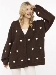 Zwillingsherz Kardigan w kolorze brązowym rozmiar: onesize. Brązowe swetry Zwillingsherz, bez wzorów, bez ramiączek. Za 214.95 zł.