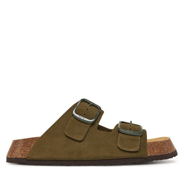 Klapki Scholl. Zielone klapki Scholl, bez wzorów, bez obcasa, bez zapięcia. Za 329.99 zł.