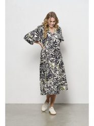 &Co Woman Sukienka "Anoek" w kolorze czarno-białym rozmiar: M. Białe sukienki &Co Woman, na co dzień, m, bez wzorów, z tkaniny, bez kołnierzyka, bez ramiączek, midi, proste. Za 162.11 zł.