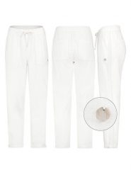 Eight2Nine Spodnie w kolorze białym rozmiar: XXL. Białe spodnie materiałowe Eight2Nine, bez wzorów, z materiału, z podwyższonym stanem. Za 86.99 zł.