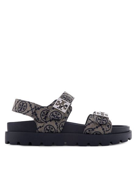 Tory Burch Sandały 184016 Granatowy. Niebieskie sandały Tory Burch, bez wzorów, z materiału, bez obcasa, na płaskiej podeszwie, bez zapięcia. Za 1,644.00 zł.