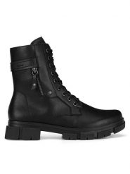 Rieker Botki Y7113-00 Czarny. Czarne botki Rieker, bez wzorów, bez obcasa, na płaskiej podeszwie, bez zapięcia. Za 343.99 zł.