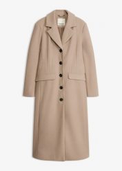 Płaszcz z imitacji wełny. Czarne płaszcze bonprix, bez wzorów, z wełny, eleganckie, bez kaptura. Za 299.99 zł.