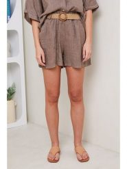 Rodier Lin Lniane szorty w kolorze szarobrązowym rozmiar: XL/XXL. Brązowe szorty Rodier Lin, bez wzorów, ze lnu. Za 97.05 zł.