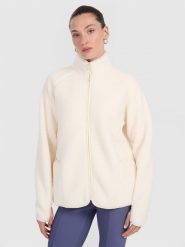 4F Polar sherpa ze stójką oversize damski - biały XL. Białe bluzy z polaru 4f, xl, bez wzorów, z materiału. Za 189.99 zł.