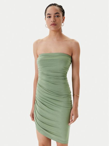 NORMA KAMALI Sukienka koktajlowa ST1253MDB02835 Zielony Slim Fit. Zielone sukienki Norma Kamali, s, bez wzorów, z wiskozy, wizytowe, bez kołnierzyka, bez ramiączek. Za 939.99 zł.