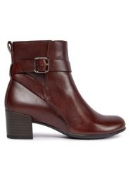 ECCO Botki Dress Classic 35 20991301667 Brązowy. Brązowe botki ECCO, bez wzorów, ze skóry, bez obcasa, na słupku, bez zapięcia. Za 449.99 zł.
