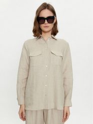 Marella Koszula Alcide 2413111142 Écru Regular Fit. Koszule Marella, bez wzorów, ze lnu, bez kołnierzyka, bez ramiączek. Za 449.99 zł.