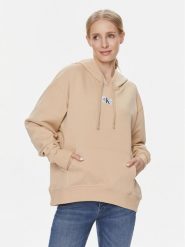 Calvin Klein Jeans Bluza J20J222539 Beżowy Oversize. Brązowe bluzy Calvin Klein Jeans, s, bez wzorów, z bawełny, bez kaptura. Za 259.99 zł.