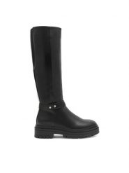 DeeZee Kozaki SASHA H60120-6 Czarny. Czarne kozaki DeeZee, bez wzorów, z syntetyku, bez obcasa, na płaskiej podeszwie, bez zapięcia. Za 119.99 zł.
