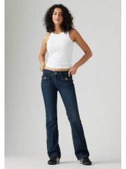 Levi's Dżinsy - Flare fit - w kolorze granatowym rozmiar: W29/L34. Niebieskie jeansy Levi's, l, z aplikacjami, ze skóry. Za 178.37 zł.