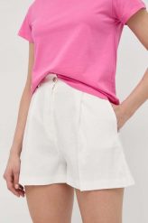 Pinko szorty lniane damskie kolor biały gładkie high waist. Białe szorty Pinko, bez wzorów. Za 909.99 zł.