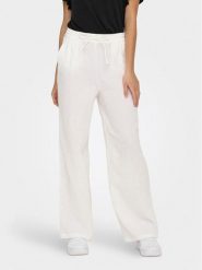 ONLY Spodnie dzianinowe Thyra 15296375 Biały Comfort Fit. Białe spodnie materiałowe ONLY, bez wzorów, z bawełny. Za 49.99 zł.