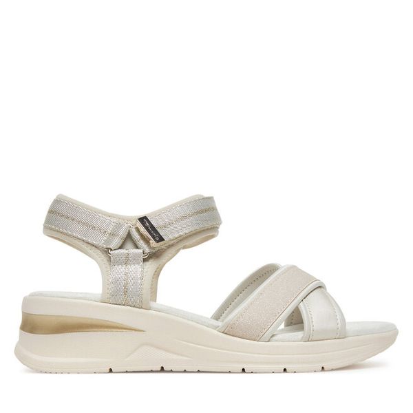 Sandały Tamaris. Białe sandały Tamaris, bez wzorów, bez obcasa, na koturnie, bez zapięcia. Za 299.99 zł.