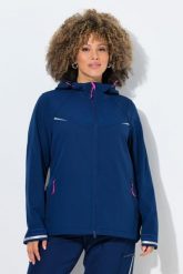Damskie Kurtka funkcyjna softshell hydrofobowa kaptur. Czarne kurtki przejściowe sportowe Ulla Popken, plus size, bez wzorów, z elastanu, z kapturem, trekkingowe. Za 479.99 zł.