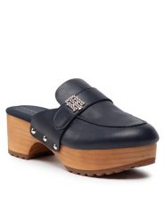 Tommy Hilfiger Klapki Th Hardware Mid Heel Clog FW0FW06602 Granatowy. Niebieskie klapki Tommy Hilfiger, bez wzorów, ze skóry, bez obcasa, bez zapięcia. Za 319.99 zł.