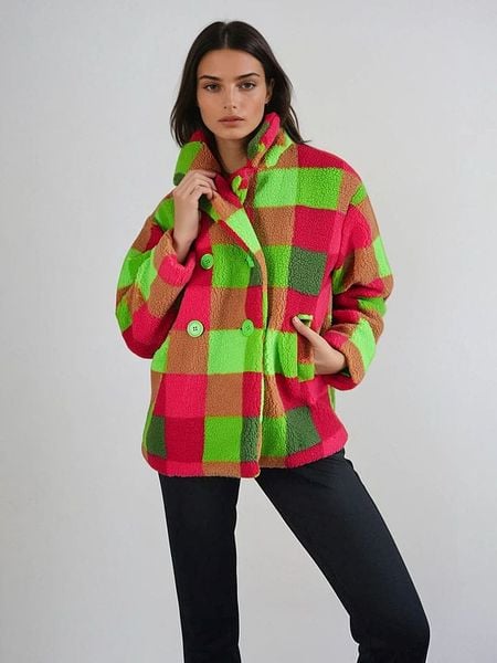 Monki Kurtka przejściowa w kolorze czerwono-zielonym rozmiar: S. Czerwone kurtki Monki, s, bez wzorów, bez kaptura. Za 132.05 zł.