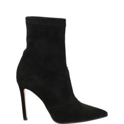 ZAMSZOWE BOTKI NA SZPILCE 3563 012 NERO. Botki Venezia, bez wzorów, ze skóry, bez obcasa, na szpilce, bez zapięcia. Za 369.00 zł.