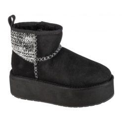 Buty Emu Australia Stinger Knit Flatform W13143-BLAK czarne. Czarne śniegowce bez wzorów, z gumy, bez zapięcia. Za 797.63 zł.