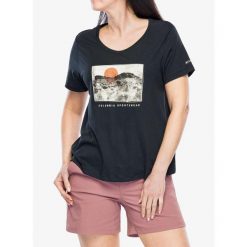 Koszulka z nadrukiem damska Columbia Ruby Springs Graphic Scoop Neck S/S. Czarne t-shirty sportowe Columbia, s, bez wzorów, bez ramiączek. Za 103.67 zł.