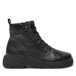Botki Caprice. Czarne botki Caprice, bez wzorów, bez obcasa, na płaskiej podeszwie, bez zapięcia. Za 329.99 zł.