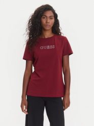 Guess T-Shirt V3BI11 J1314 Bordowy Regular Fit. Czerwone t-shirty Guess, s, z aplikacjami, z bawełny, bez kołnierzyka, bez ramiączek. Za 109.99 zł.