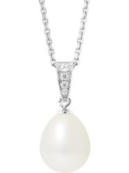 Pearline Srebrny naszyjnik z perłą - dł. 42 cm rozmiar: onesize. Białe naszyjniki Pearline, z materiału, z cyrkonią, srebrne. Za 217.99 zł.