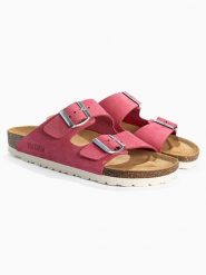 BACKSUN Skórzane klapki "Bali" w kolorze różowym rozmiar: 41. Różowe klapki Backsun, bez wzorów, ze skóry, klasyczne, z otwartym noskiem, bez obcasa, bez zapięcia. Za 166.88 zł.