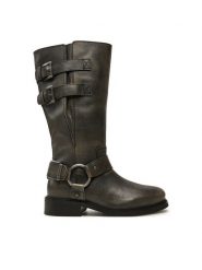 Bronx Kozaki New-Tough 14333-A Czarny. Czarne kozaki Bronx, bez wzorów, ze skóry, bez obcasa, na płaskiej podeszwie, bez zapięcia. Za 1,099.00 zł.