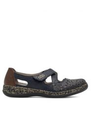 Rieker Półbuty 463H4-14 Granatowy. Niebieskie półbuty wsuwane Rieker, bez wzorów, ze skóry, bez obcasa, na płaskiej podeszwie. Za 319.99 zł.