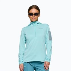 Bluza trekkingowa damska NORRONA Falketind Warm1 Hood. Niebieskie bluzy NORRONA, xs, bez wzorów, z materiału, bez ramiączek, bez kaptura. Za 629.99 zł.