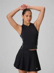 4F Koszulka bez rękawów do tenisa szybkoschnąca damska - czarna L. Czarne t-shirty sportowe 4f, l, bez wzorów, z włókna, bez ramiączek, na fitness i siłownię. Za 99.99 zł.