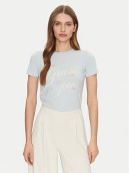 Guess T-Shirt W5GI24 J1314 Niebieski Regular Fit. Niebieskie t-shirty Guess, l, z aplikacjami, z bawełny, bez kołnierzyka, bez ramiączek. Za 89.99 zł.
