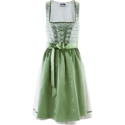 Sukienka ludowa z fartuchem bonprix kamienisto-zieleń paproci z nadrukiem. Sukienki marki Marie Zélie. Za 399.99 zł.