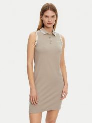 Guess Sukienka codzienna V5GK04 KCOK1 Khaki Regular Fit. Brązowe sukienki Guess, na co dzień, s, z aplikacjami, z bawełny, bez kołnierzyka, bez ramiączek, proste. Za 179.99 zł.