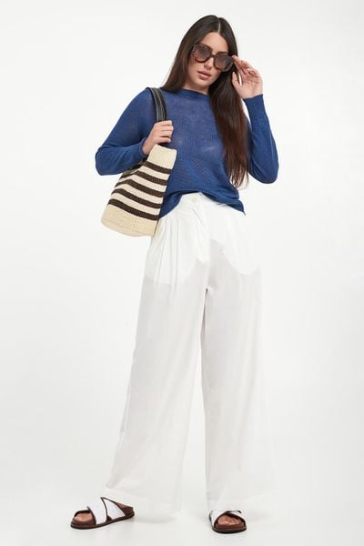 Sweter damski lniany Atzeco WEEKEND MAX MARA. Swetry Weekend Max Mara, s, bez wzorów, ze lnu, bez ramiączek. Za 999.00 zł.