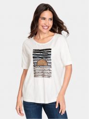 Olsen T-Shirt 11104751 Biały Relaxed Fit. Białe t-shirty Olsen, bez wzorów, z bawełny, bez kołnierzyka, bez ramiączek. Za 299.99 zł.