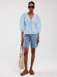 BIG STAR Bluzka w kolorze błękitnym rozmiar: S. Niebieskie bluzki BIG STAR, s, bez wzorów, z bawełny, retro, bez kołnierzyka, bez ramiączek. Za 114.99 zł.