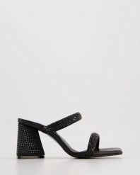 KLAPKI NA OBCASIE 675130301 BLACK. Czarne klapki Venezia, bez wzorów, ze skóry, bez obcasa, na obcasie, bez zapięcia. Za 279.00 zł.