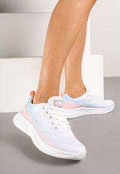 Biało-Niebieskie Buty Sportowe Sneakersy Siateczkowe na Podeszwie z Pianki Rellica. Białe buty treningowe Renee, z aplikacjami, bez zapięcia, na fitness i siłownię. W wyprzedaży za 91.99 zł.
