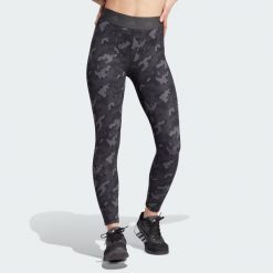 Legginsy treningowe Adidas Techfit Camo 7/8. Szare legginsy adidas, bez wzorów, z materiału, sportowe. Za 249.00 zł.