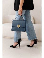 Lia Biassoni Skórzana torebka "Ensa" w kolorze granatowym - 26 x 22 x 12 cm rozmiar: onesize. Niebieskie torebki klasyczne Lia Biassoni, bez wzorów, z materiału, przez ramię, bez dodatków. Za 304.99 zł.