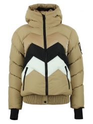 Peak Mountain Kurtka narciarska "Arulis" w kolorze beżowo-czarno-białym rozmiar: S. Białe kurtki narciarskie Peak Mountain, m, bez wzorów, bez kaptura, narciarskie. Za 332.24 zł.