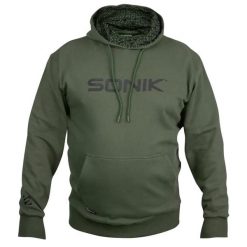 Bluza z kapturem Sonik. Zielone bluzy SONIK, m, bez wzorów, z materiału, sportowe, bez ramiączek, z kapturem. Za 277.00 zł.